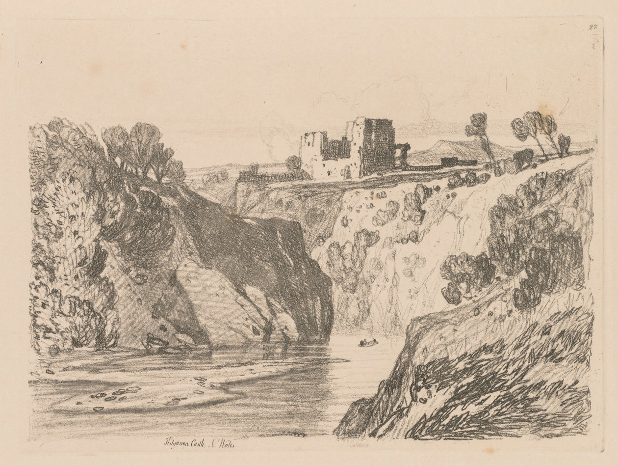 自由工作室（Liber Studiorum）：第27板，威尔士北部的基尔加伦城堡（Kilgarren Castle），1838年。 作者 约翰·塞尔·科特曼