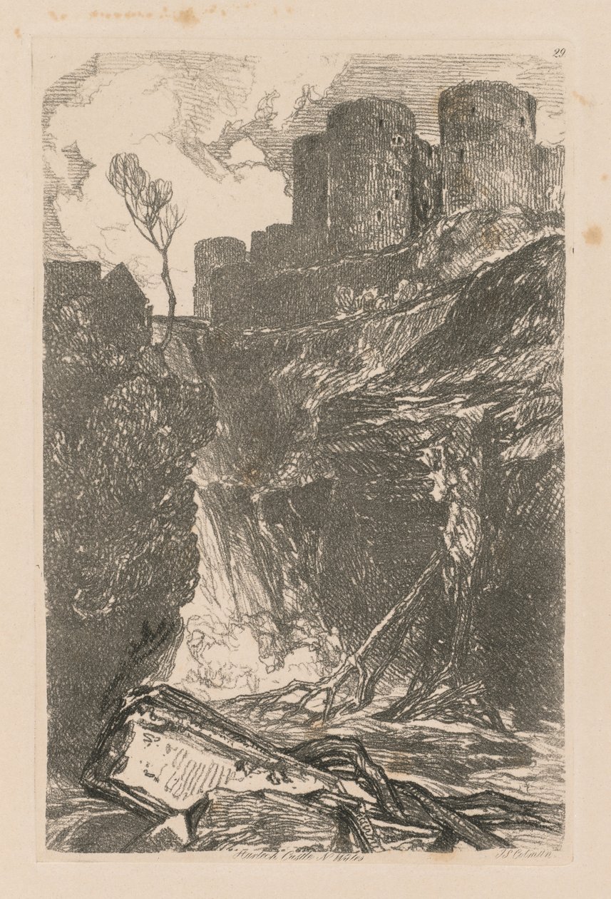 研究是免费的板29，哈里克古堡，N.威尔士，1838。 作者 约翰·塞尔·科特曼