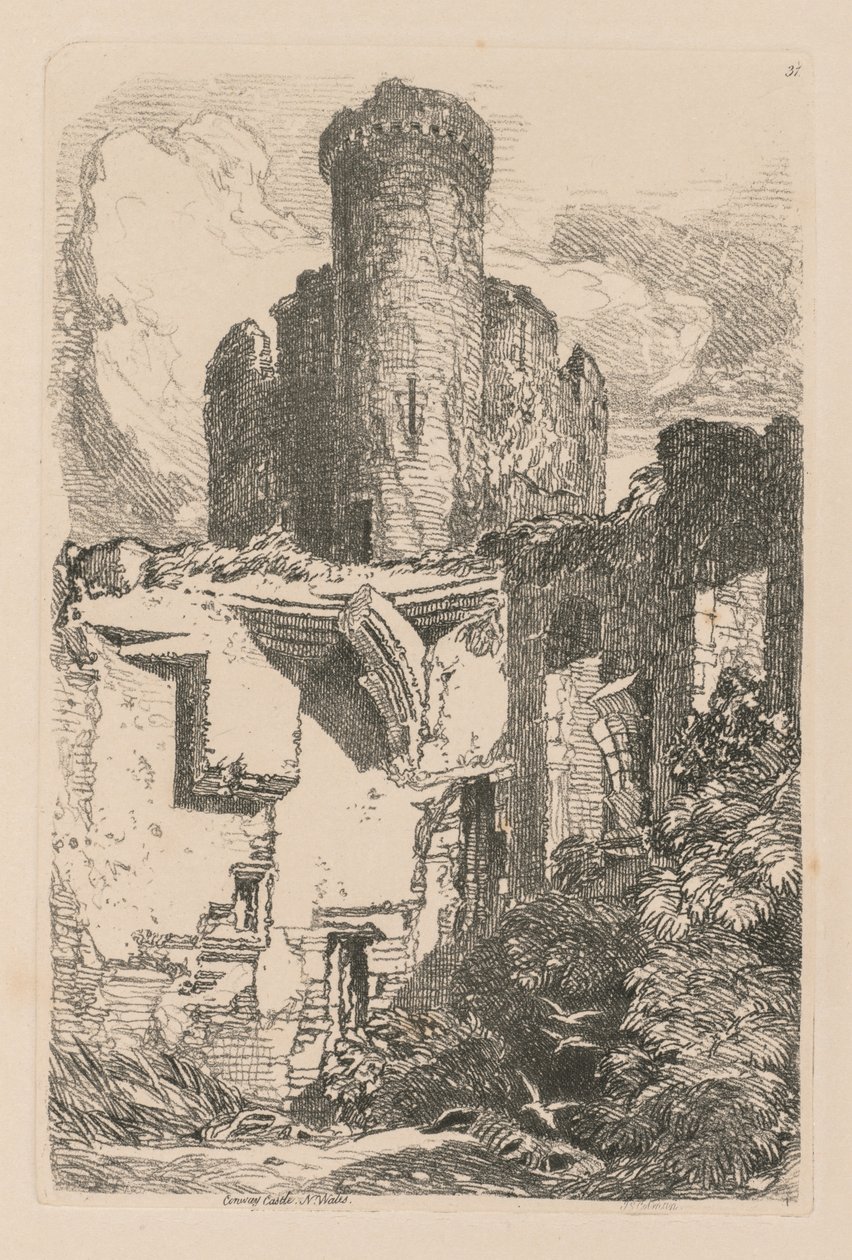研究是免费的板31，康威城堡，威尔士N.，1838。 作者 约翰·塞尔·科特曼