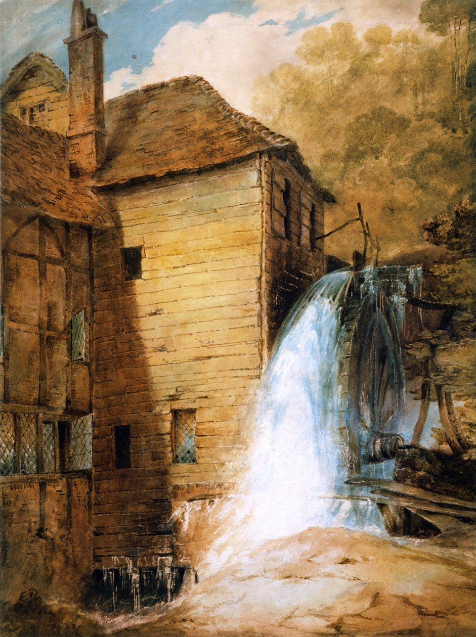 PD.29-1953 Overshot Mill，c.1802-3（wc和铅笔在纸上） 作者 约翰·塞尔·科特曼