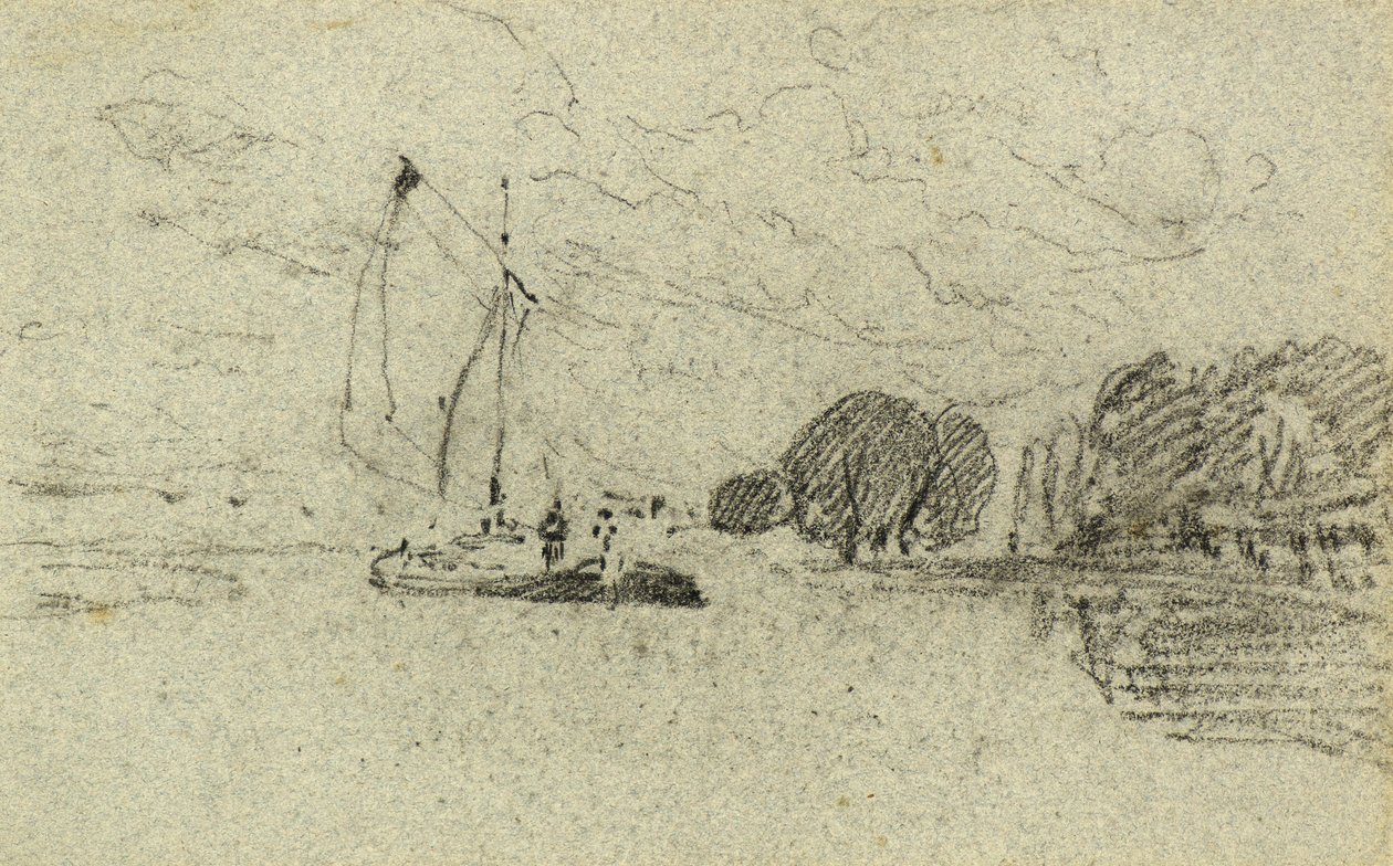帆船驳船（木炭 作者 约翰·塞尔·科特曼