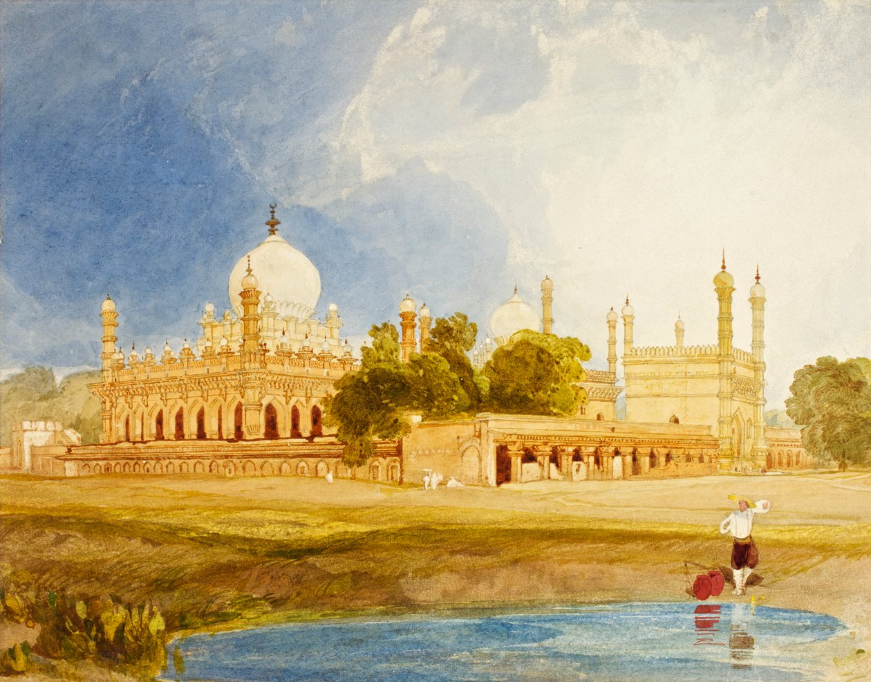 Hyder Ali Khan的宫殿，迈索尔的拉贾，1825年（wc und pen on card） 作者 约翰·塞尔·科特曼