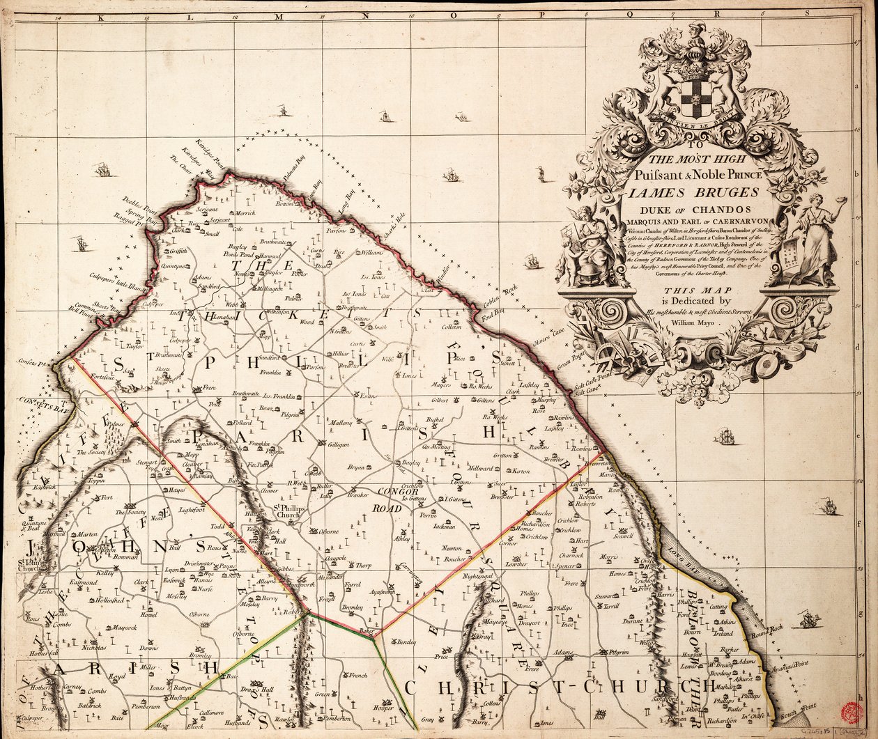 根据威廉-梅奥（William Mayo）于 1717 年至 1721 年所做的勘测绘制的美洲巴巴多斯岛新地图和精确地图 作者 约翰·塞内克斯