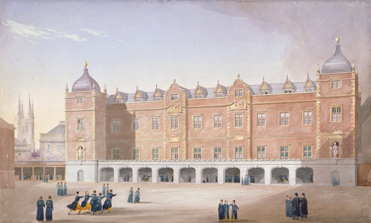 基督医院学校，纽盖特街，伦敦市，1831年 作者 约翰·肖