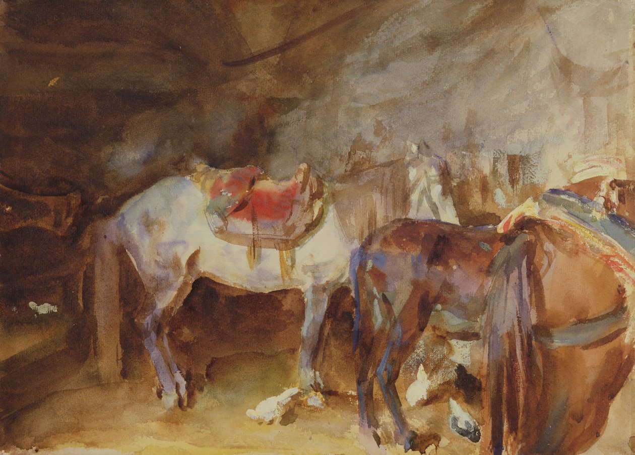 阿拉伯稳定，c.1905-06（纸上wc） 作者 约翰·辛格·萨金特