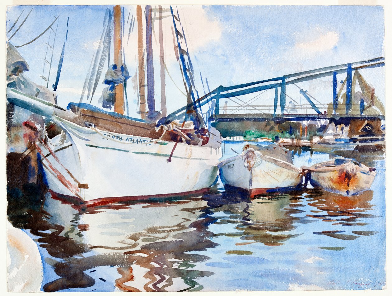 Anchor的船，1917年（纸上石墨） 作者 约翰·辛格·萨金特