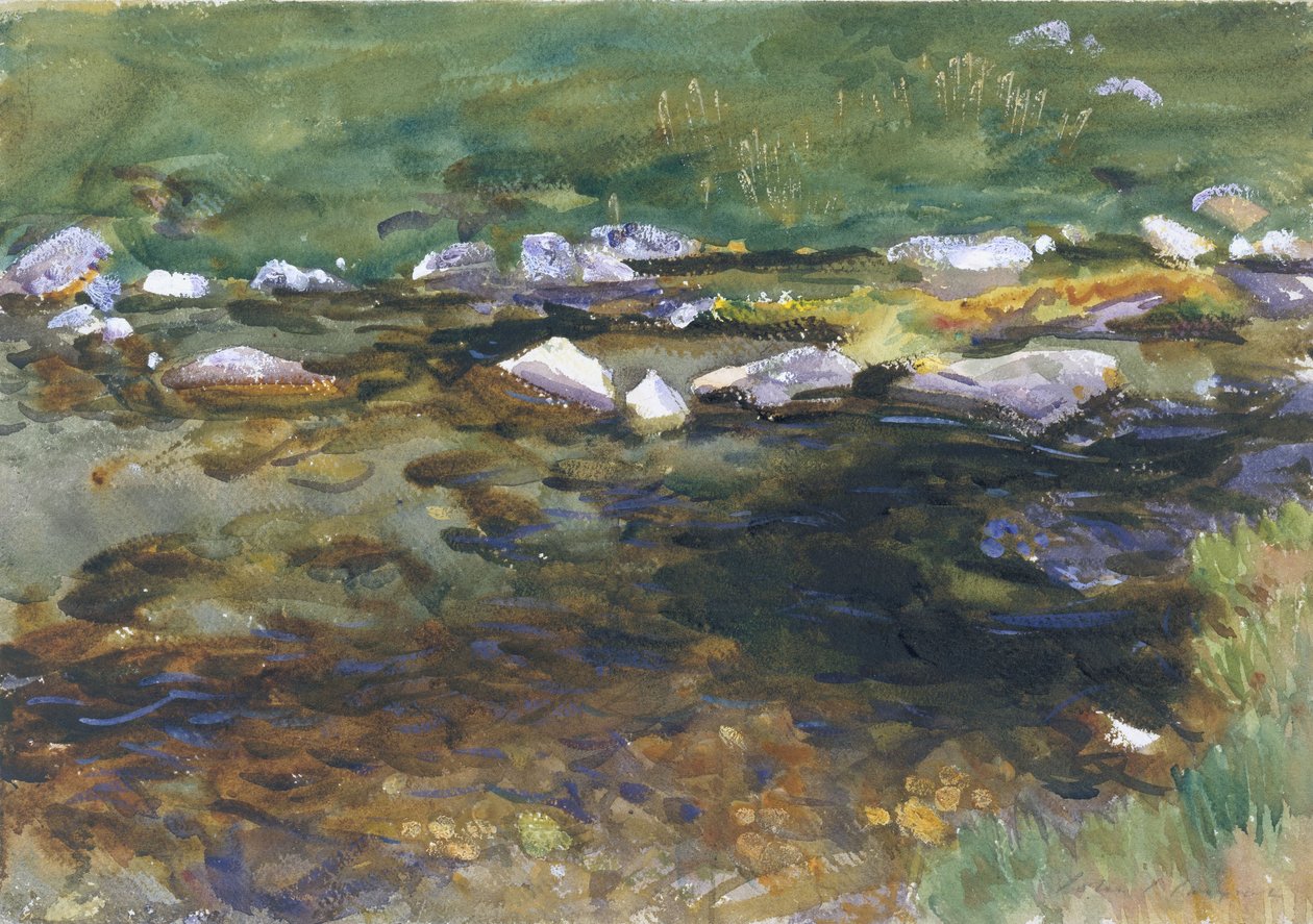 Brook和Meadow，c.1907（wc，水粉和白色编织纸上的石墨） 作者 约翰·辛格·萨金特