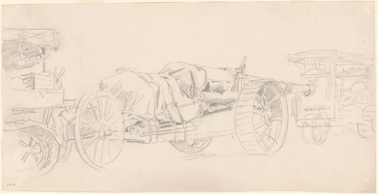 大炮拖车，法国，1918年。 作者 约翰·辛格·萨金特