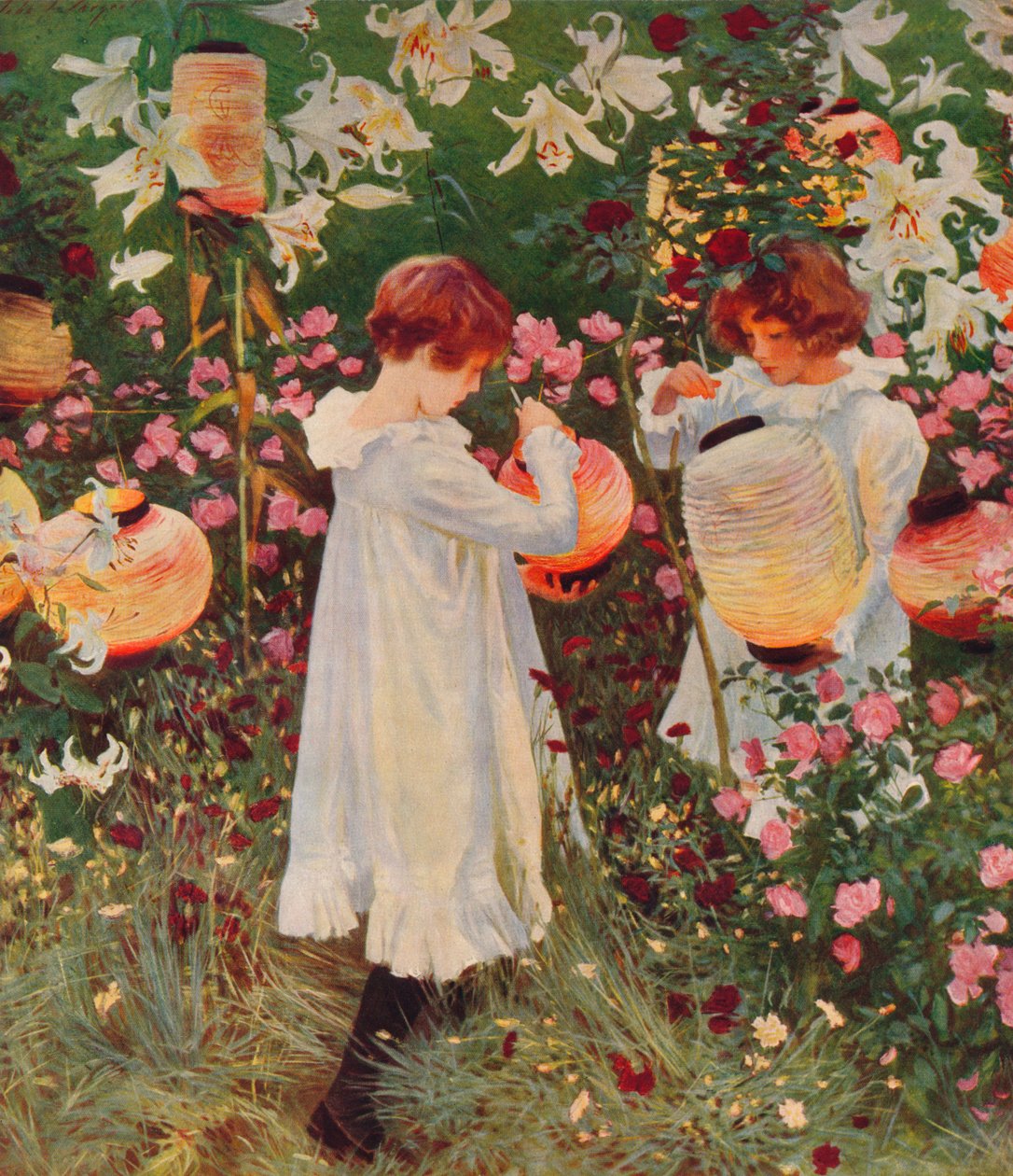 康乃馨，莉莉，莉莉，玫瑰，1885-86，1938 作者 约翰·辛格·萨金特