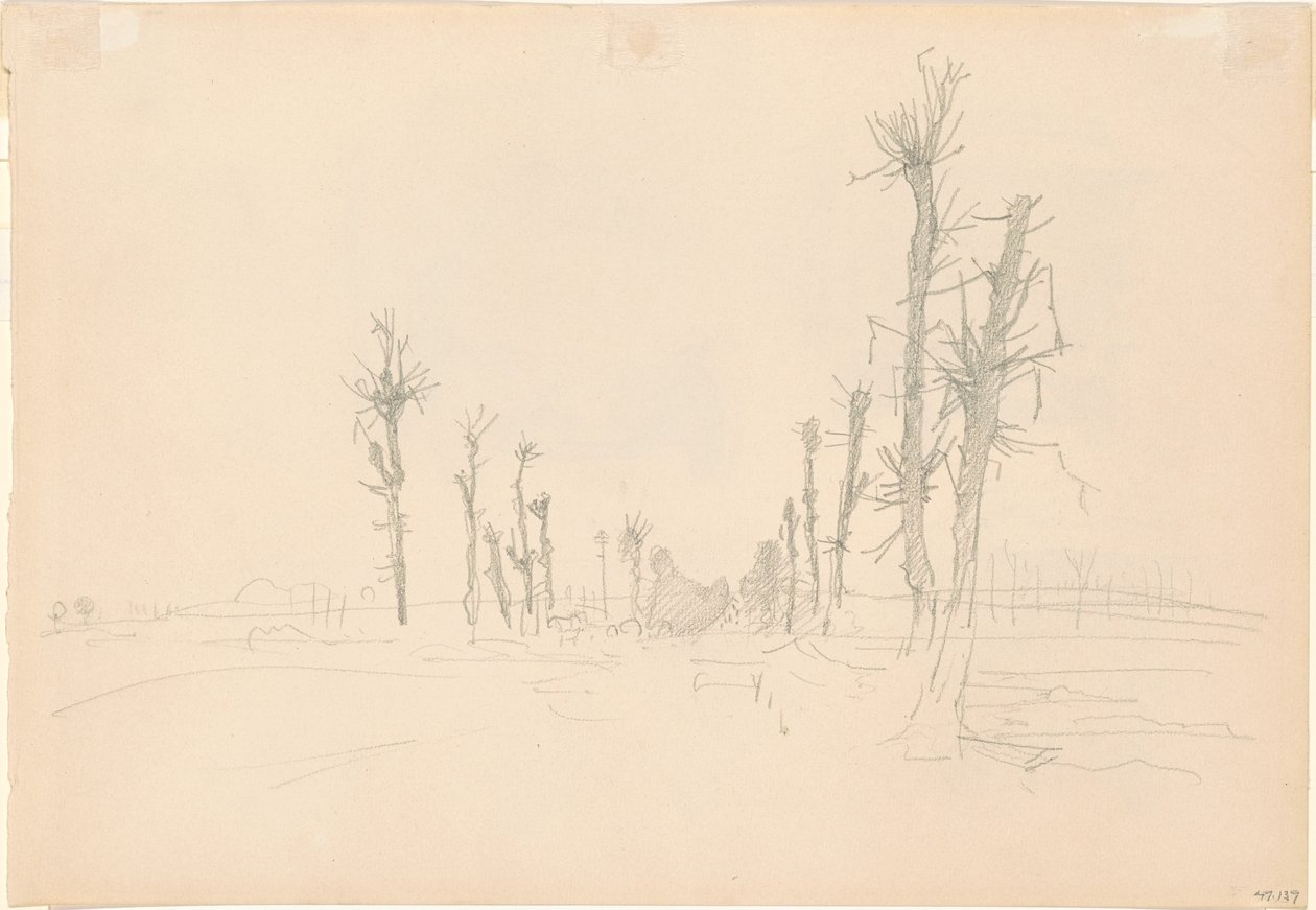 遭到破坏的风景[背面]，1918年。 作者 约翰·辛格·萨金特