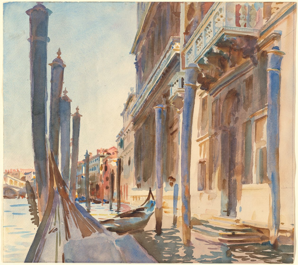 大运河上的贡多拉停泊，1904-1907。 作者 约翰·辛格·萨金特
