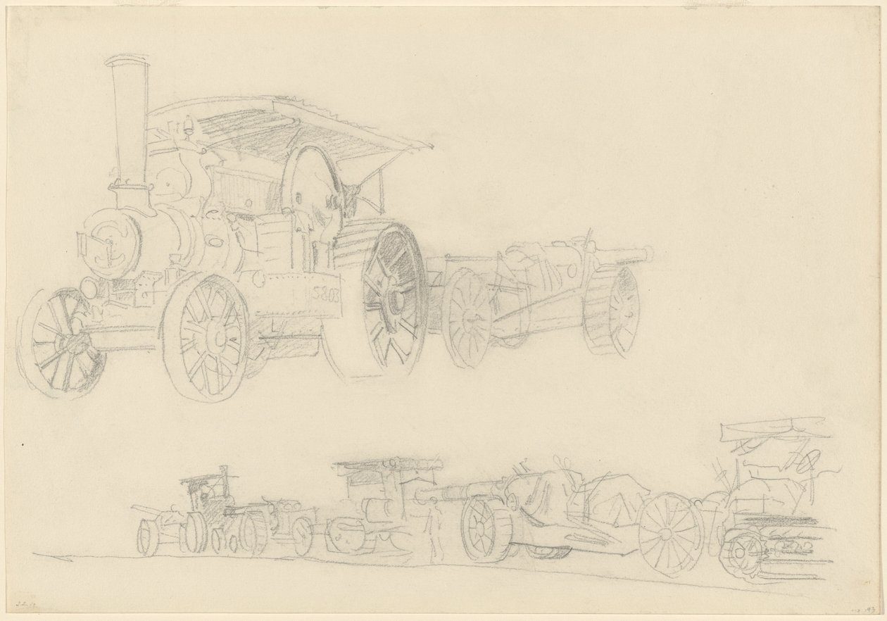 炮车，法国，1918年。 作者 约翰·辛格·萨金特