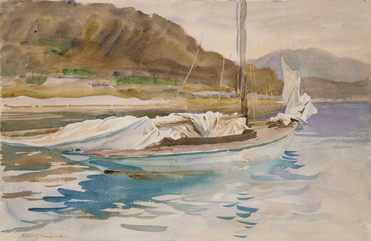 空闲的帆，1913年（wc和白色编织纸上的石墨） 作者 约翰·辛格·萨金特