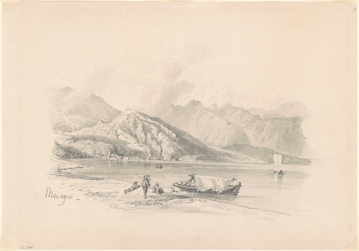 湖畔，梅纳吉奥[直书]，1869年。 作者 约翰·辛格·萨金特