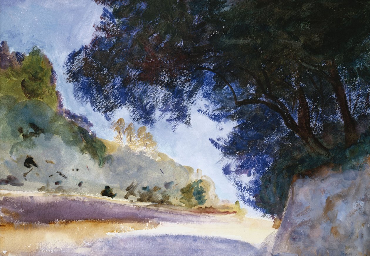 风景，橄榄树，科孚岛，1909年 作者 约翰·辛格·萨金特