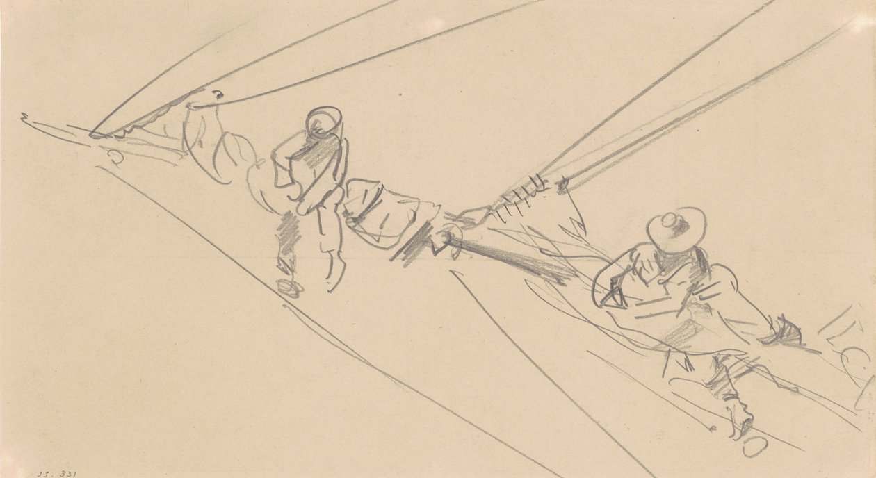 Spar上的男人，c.1876（编织纸上的石墨） 作者 约翰·辛格·萨金特