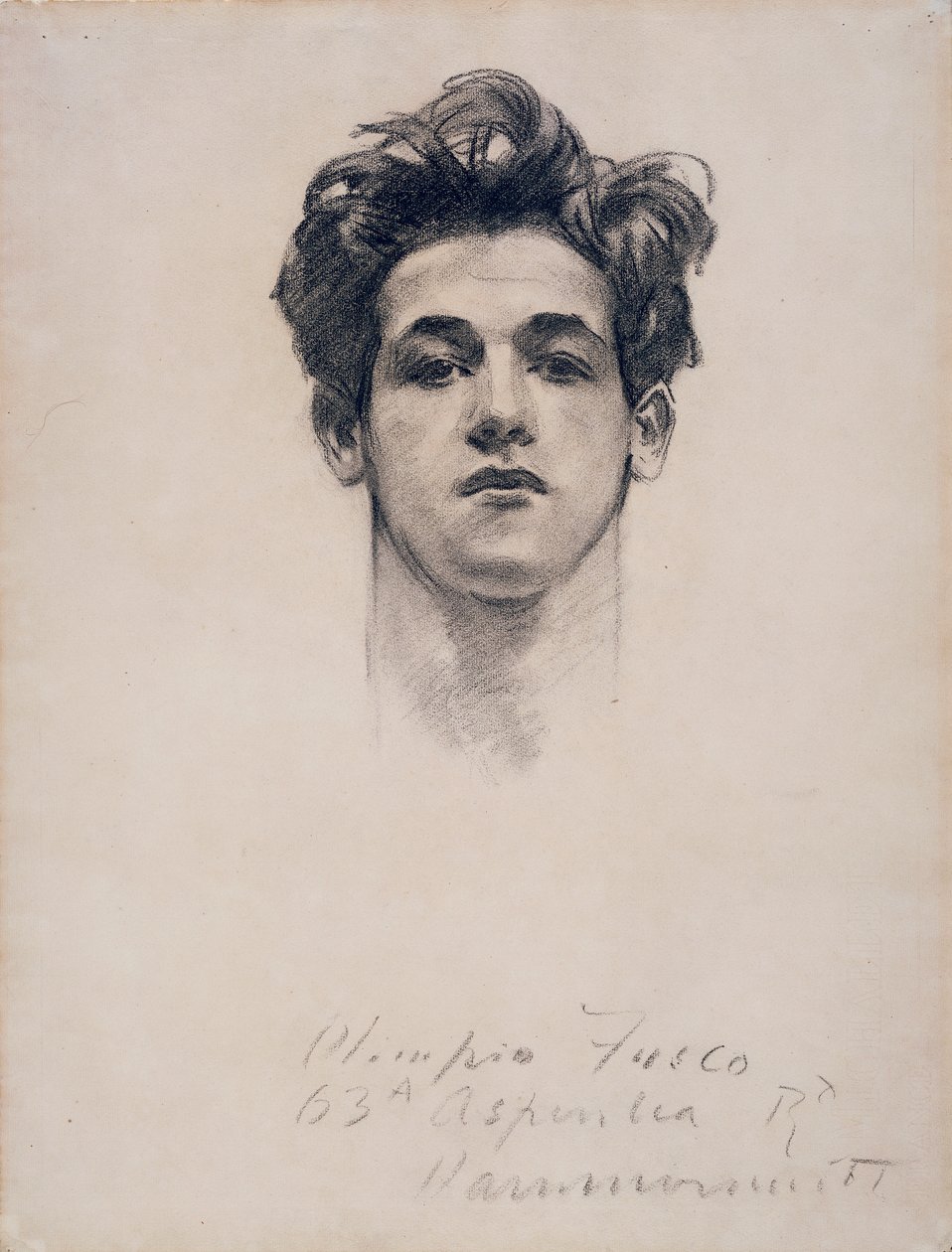 Olimpio Fusco，约1900-10年（纸上的木炭和树桩） 作者 约翰·辛格·萨金特