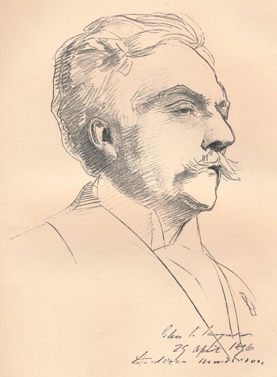 加布里埃尔·福雷（M. Gabriel Faure）的肖像素描，c1889年 作者 约翰·辛格·萨金特