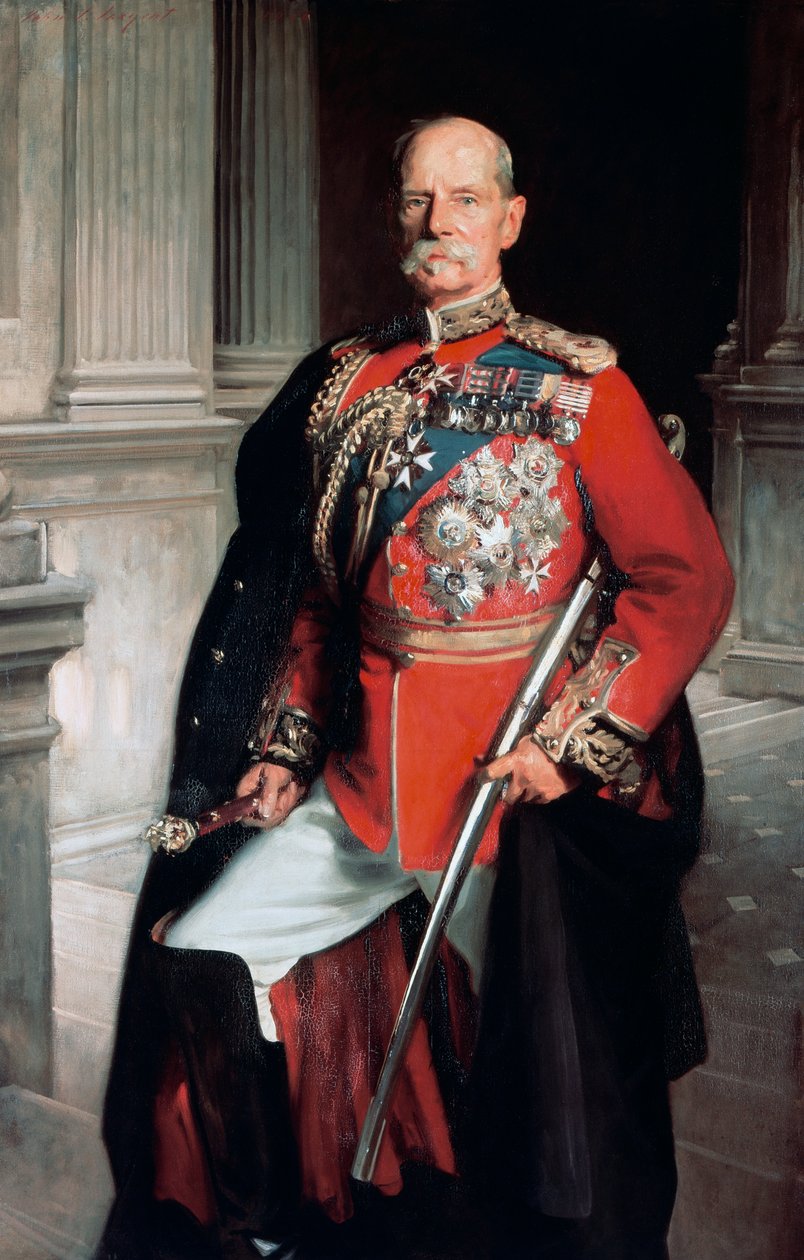 弗雷德里克·斯莱·罗伯茨 (Frederick Sleigh Roberts) 的肖像，第一位伯爵罗伯茨 (1832-1914)，英国将军 作者 约翰·辛格·萨金特
