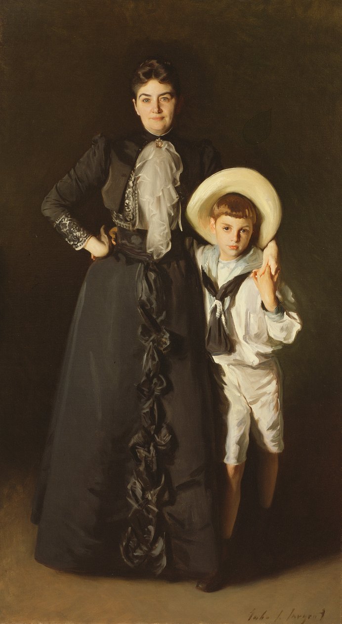 爱德华·L·戴维斯夫人和她的儿子，Livingston Davis，1890年的肖像 作者 约翰·辛格·萨金特