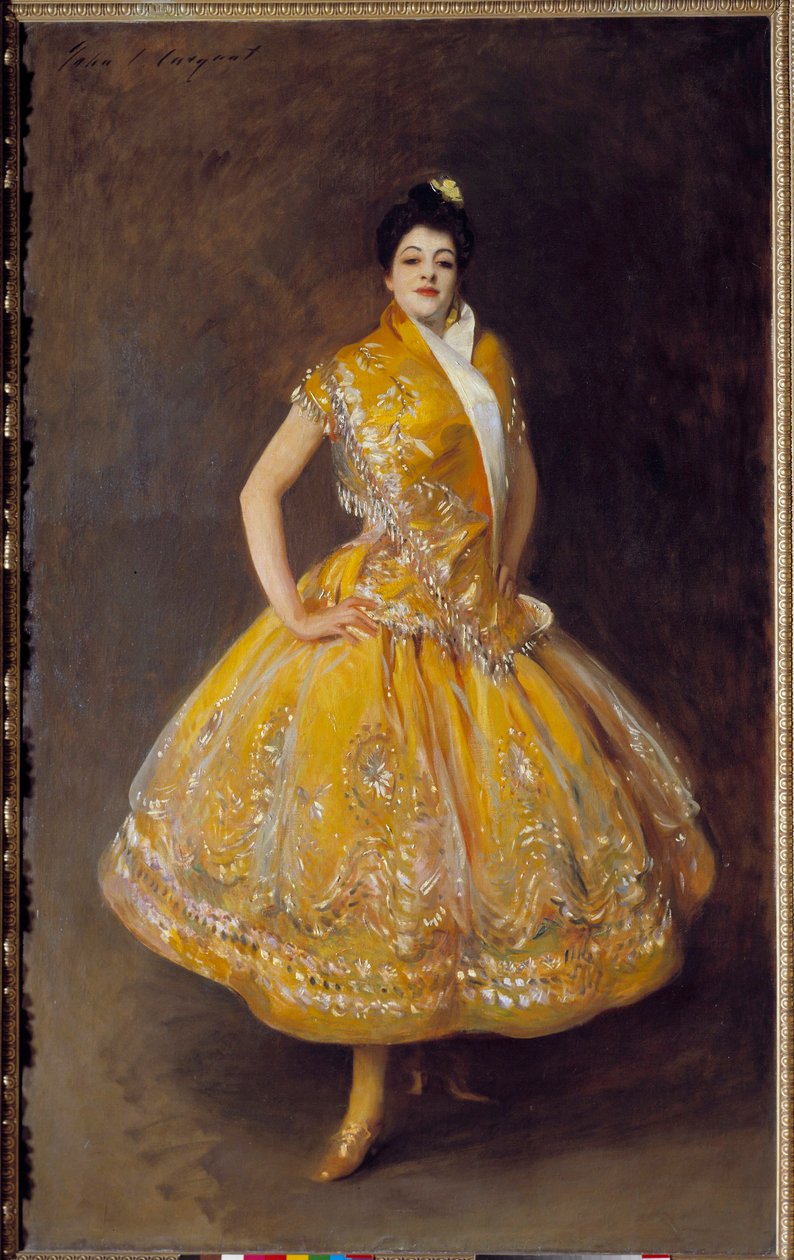约翰·辛格·萨金特 (John Singer Sargent) (1856-1925) 1892 年绘制的西班牙舞者卡门西塔 (Carmencita) 的肖像。 2,32x1,42 m 巴黎，奥赛博物馆。 作者 约翰·辛格·萨金特