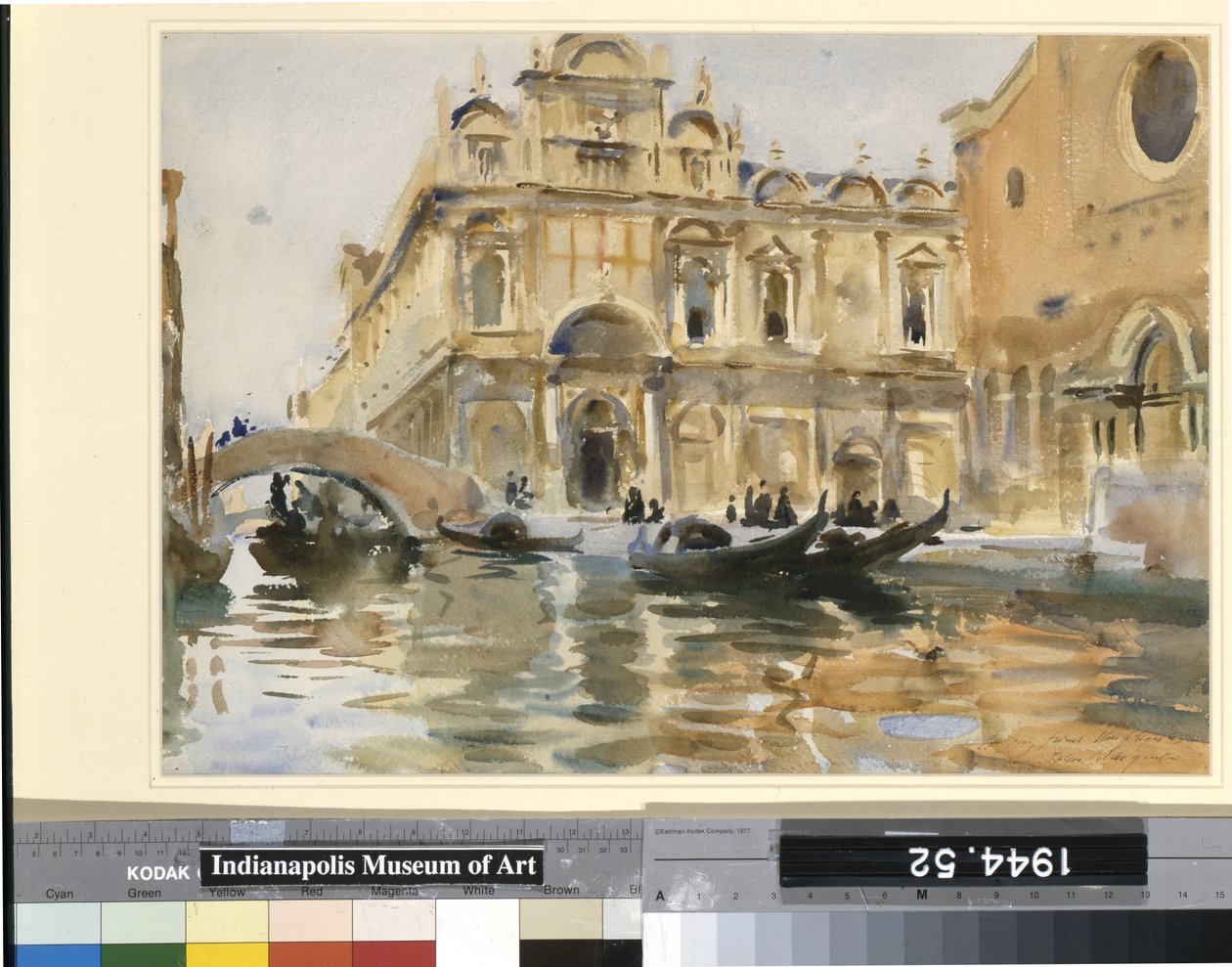 Rio Dei Mendicanti，威尼斯（米白纸上的铅笔水彩画） 作者 约翰·辛格·萨金特