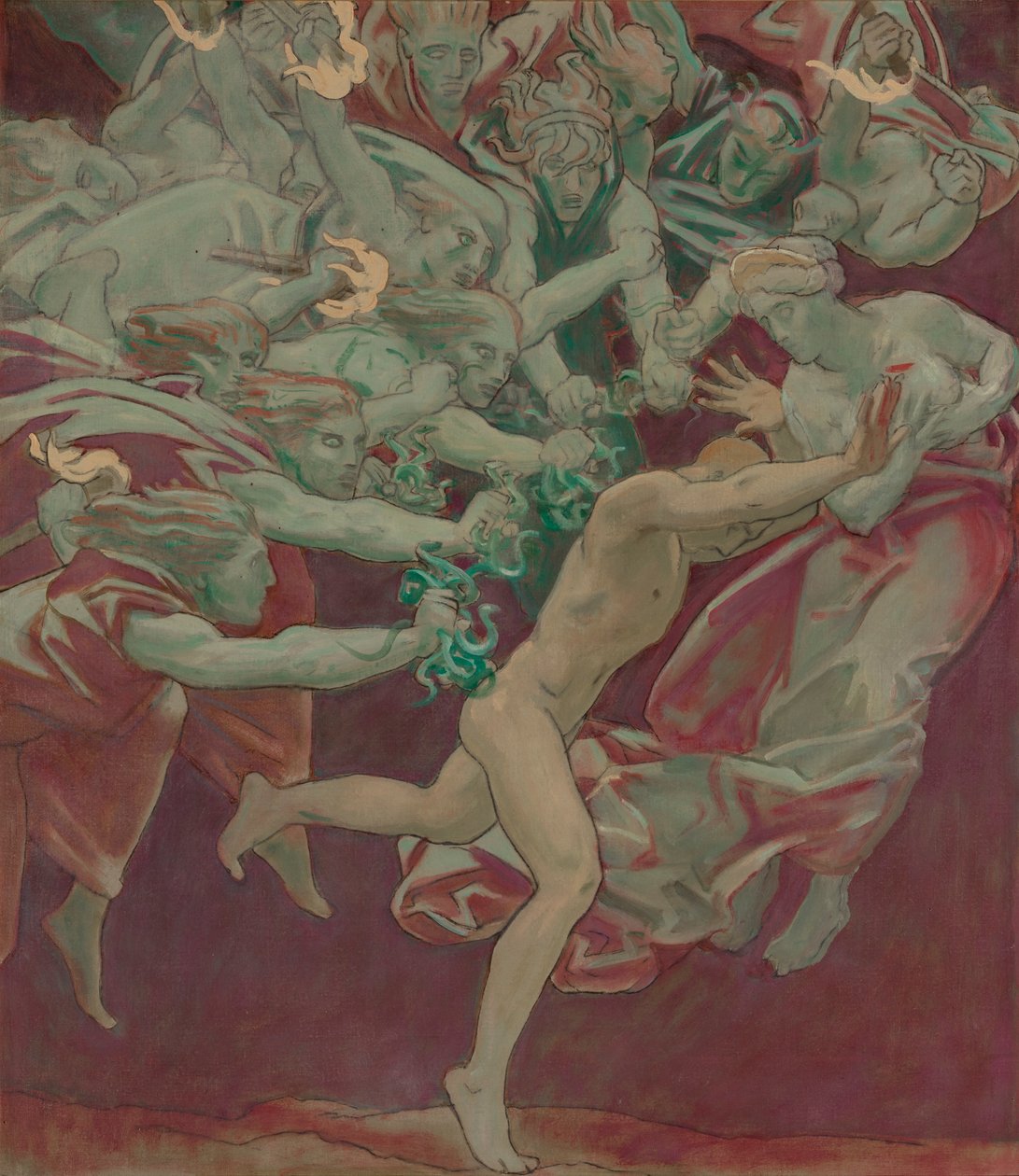 波士顿美术馆壁画研究：俄瑞斯忒斯与复仇女神 作者 约翰·辛格·萨金特