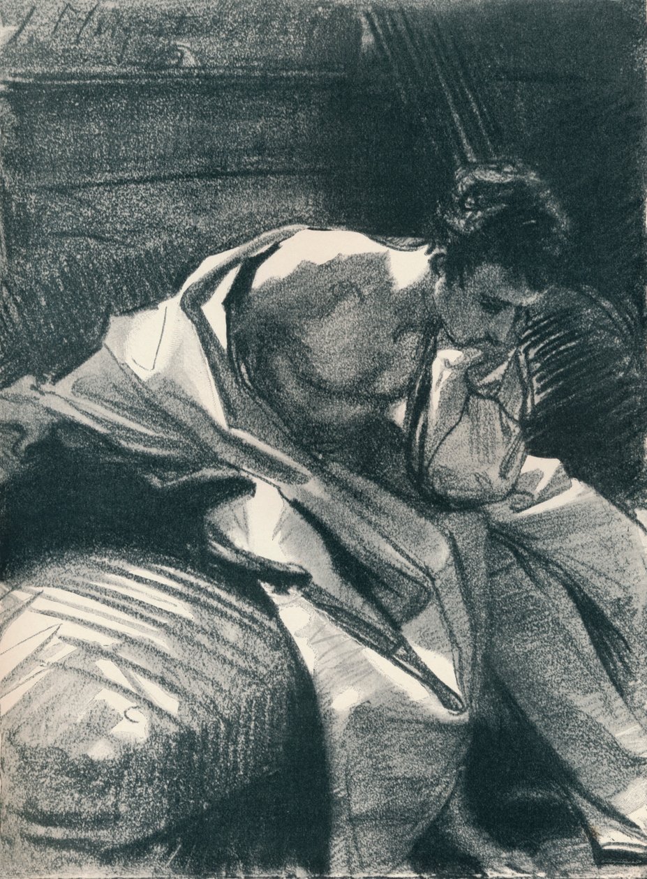 坐着的年轻人的研究，1895年，1896年 作者 约翰·辛格·萨金特