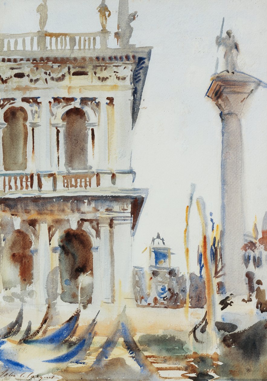 图书馆角与圣西奥多专栏，威尼斯，1904年 作者 约翰·辛格·萨金特