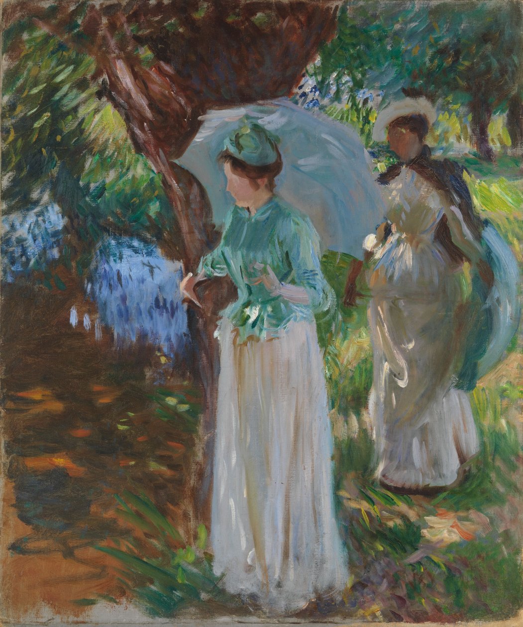 两个女孩与遮阳伞，1888年 作者 约翰·辛格·萨金特
