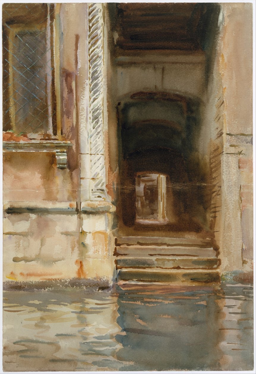 威尼斯通道，c.1905（wc，水粉和白色编织纸上的石墨） 作者 约翰·辛格·萨金特