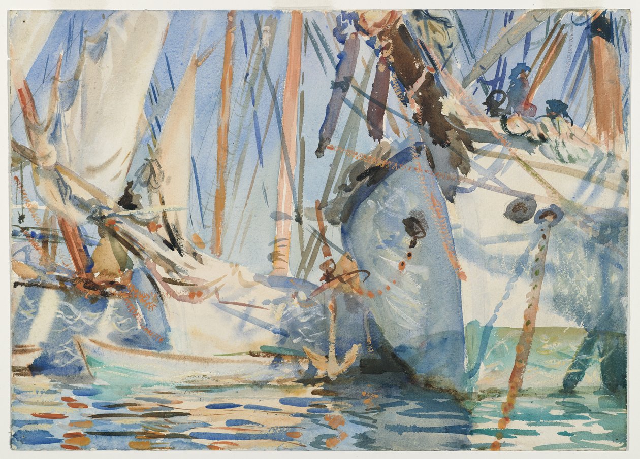 白色的船，约1908年 作者 约翰·辛格·萨金特