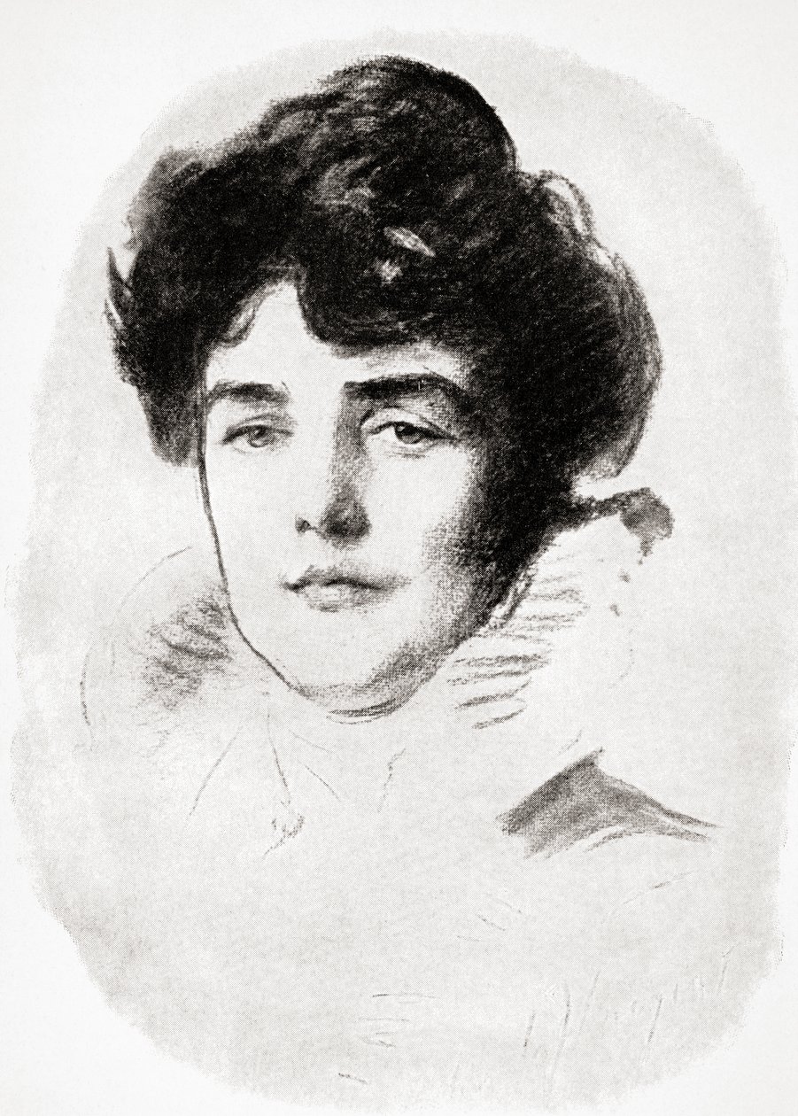 Jeanette Jennie Jerome，Lady Randolph Churchill和温斯顿丘吉尔爵士的母亲，来自Winston S. Churchill酒吧的A Roving Commission。作者：Scribners，1930 作者 萨金特之后的约翰·辛格