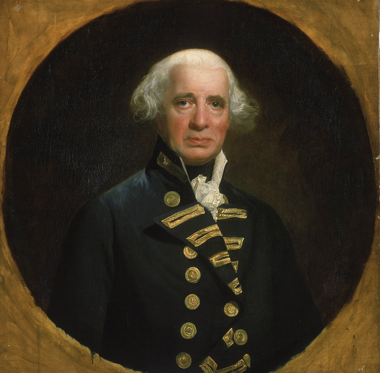 海军上将理查德-豪（1726-1799 年）的肖像，第一代豪伯爵，1794 年任英吉利海峡舰队司令，参加过法国大革命战争（1793-1802 年），位于法国韦松海岸外。 作者 约翰·辛格尔顿·科普利