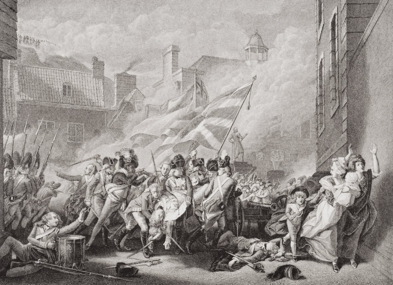圣赫利尔少校Peirson的死亡，1781年1月8日从法国重新夺回泽西岛，来自“英国和苏格兰历史插图”第二卷 作者 约翰·辛格尔顿·科普利
