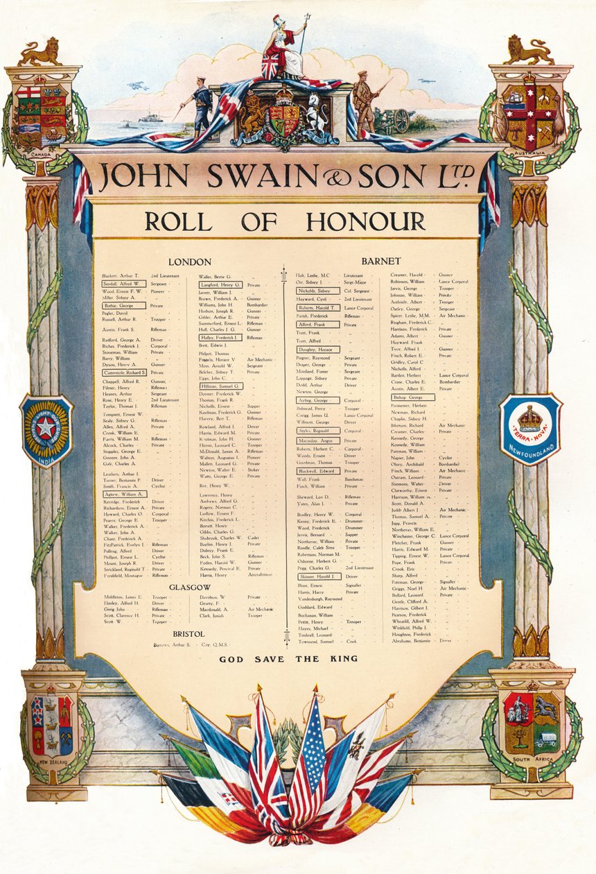 John Swain＆Son Ltd.荣誉勋章，1917年 作者 约翰·斯温和儿子