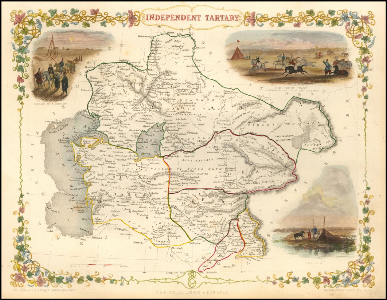 约翰-塔利斯绘制的 1851 年独立鞑靼地图 作者 约翰·塔利斯