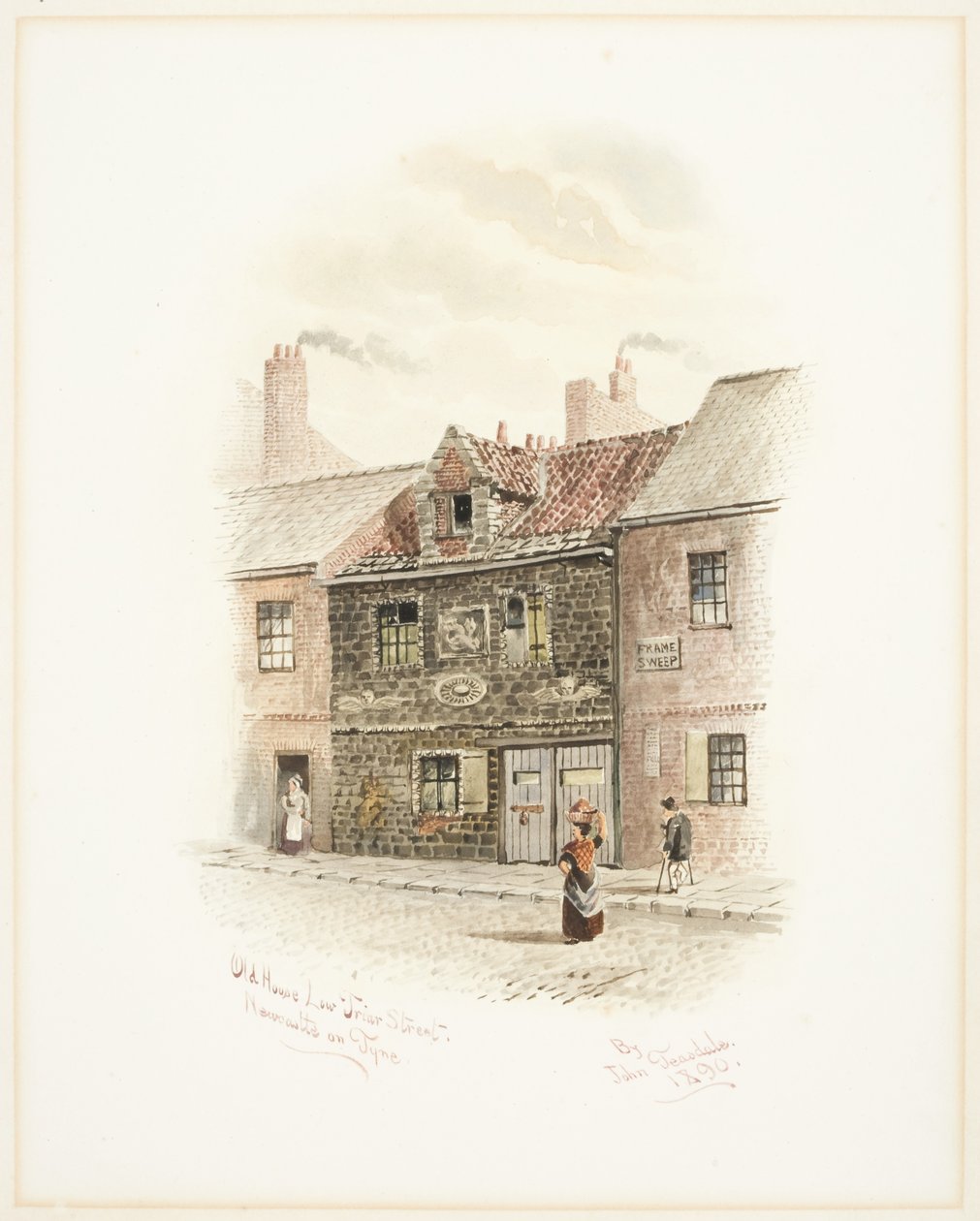 Old House Low Friar Street，泰恩河畔纽卡斯尔（bodycolour） 作者 约翰·蒂斯代尔