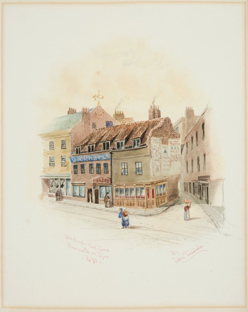 Old House，Pink Lane，泰恩河畔纽卡斯尔（bodycolour） 作者 约翰·蒂斯代尔