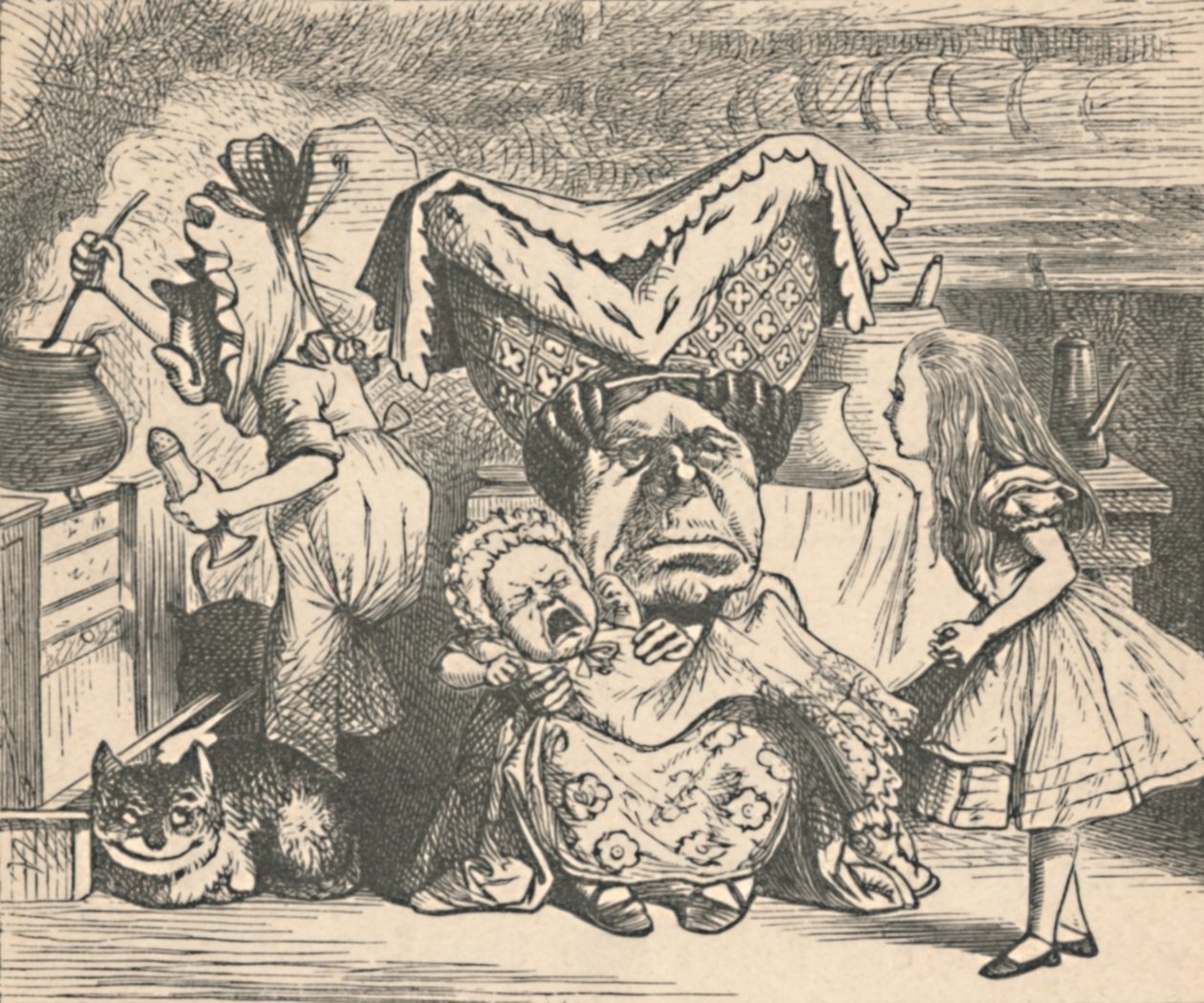 爱丽丝，公爵夫人和婴儿，1889年 作者 约翰·坦尼尔