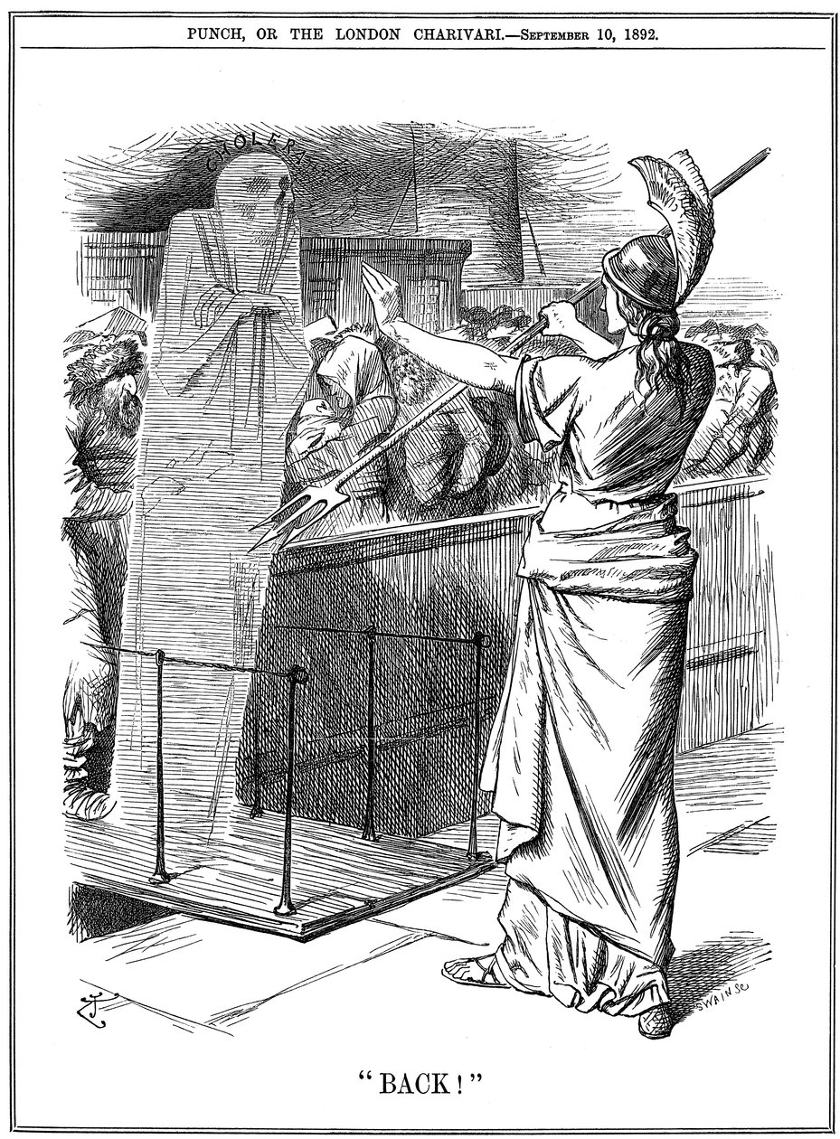 不列颠尼亚在英国港口阻止霍乱，1892年 作者 约翰·坦尼尔