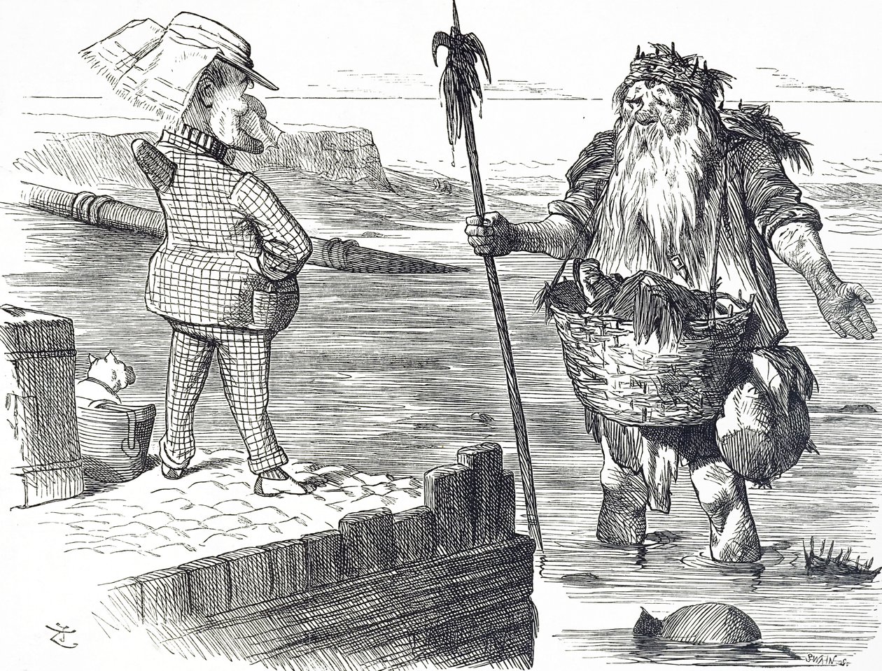 Cartoon commenting on the pollution of the Thames in London 作者 约翰·坦尼尔