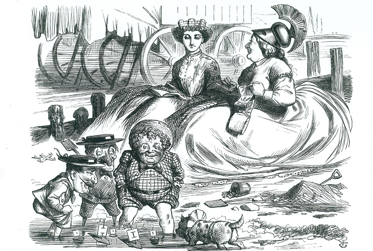 France and Britain watching the children (John Bull, Mr Punch and Napoleon III). This year marked 50 years of peace between France and Britain and the beginning of the Entente Cordiale. John Tenniel cartoon from 