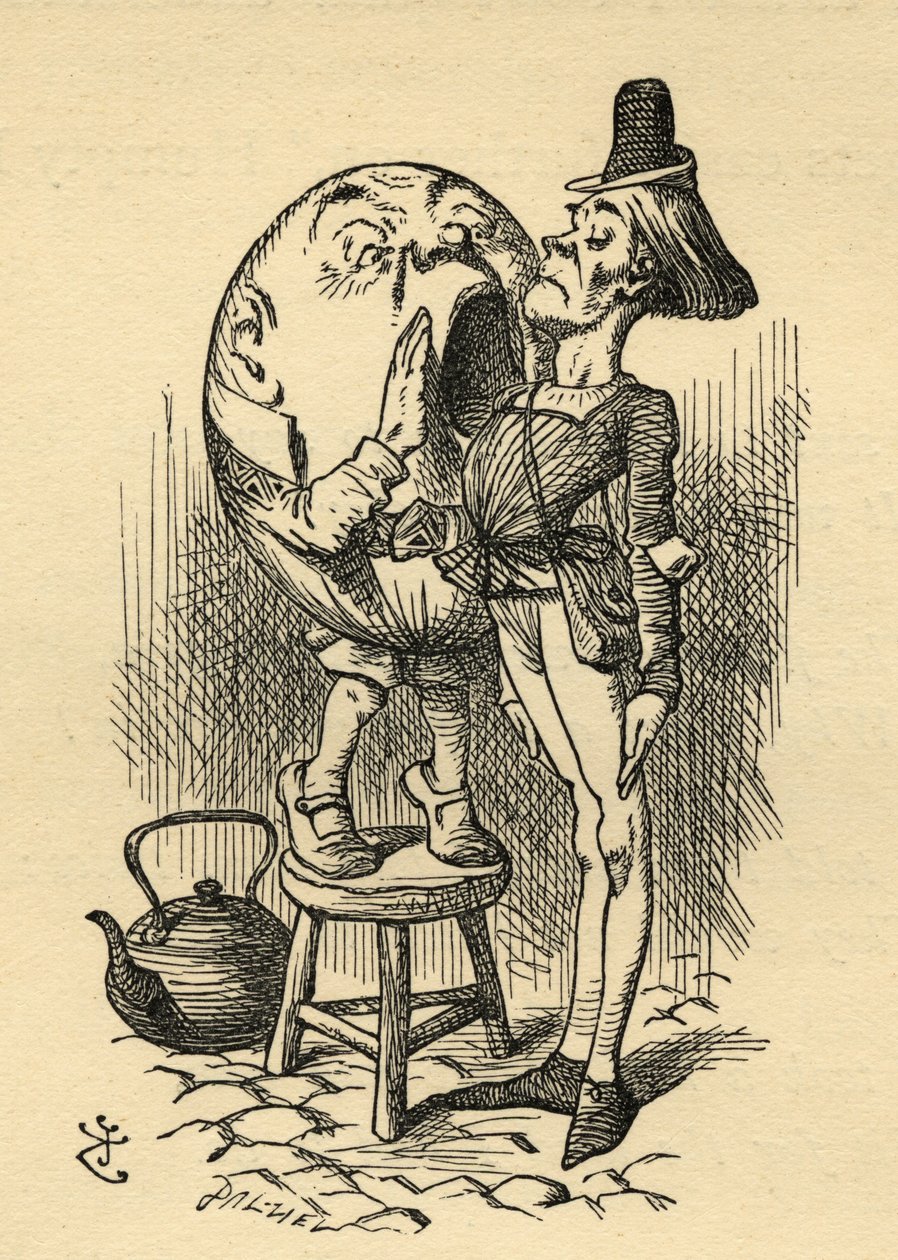 Humpty Dumpty，来自Lewis Carroll（1832-98）的“穿越镜子”的插图首次出版于1871年 作者 约翰·坦尼尔