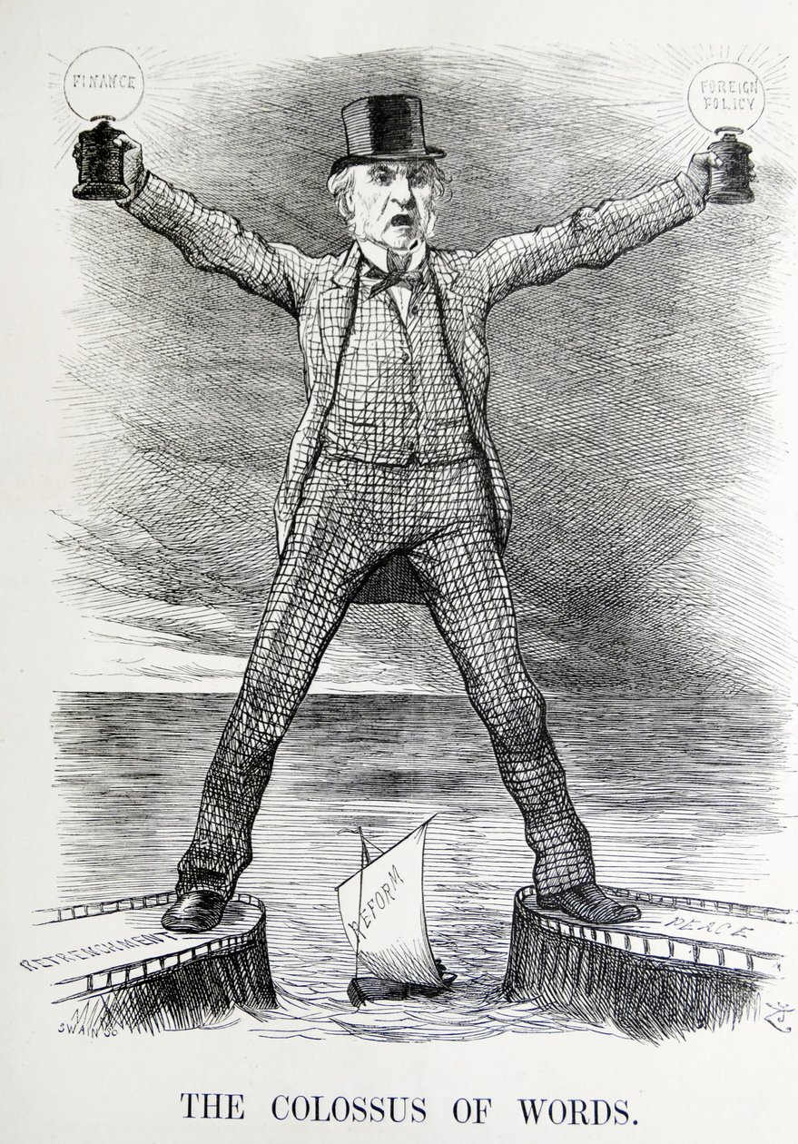 描绘威廉·尤尔特·格莱斯顿 (William Ewart Gladstone) 和本杰明·迪斯雷利 (Benjamin Disraeli) 的政治讽刺作品 作者 约翰·坦尼尔