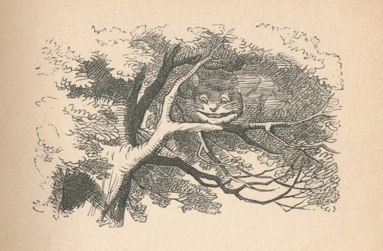 柴郡猫（Cheshire Cat）开始消失，他的笑容最后消失，1889年 作者 约翰·坦尼尔