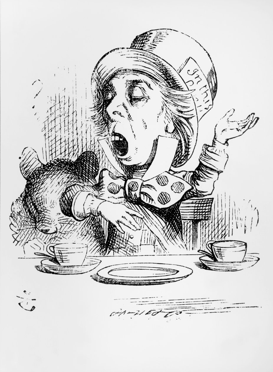 Mad Hatter，1865年由Lewis Carroll创作的“爱丽丝梦游仙境”中的插图 作者 约翰·坦尼尔
