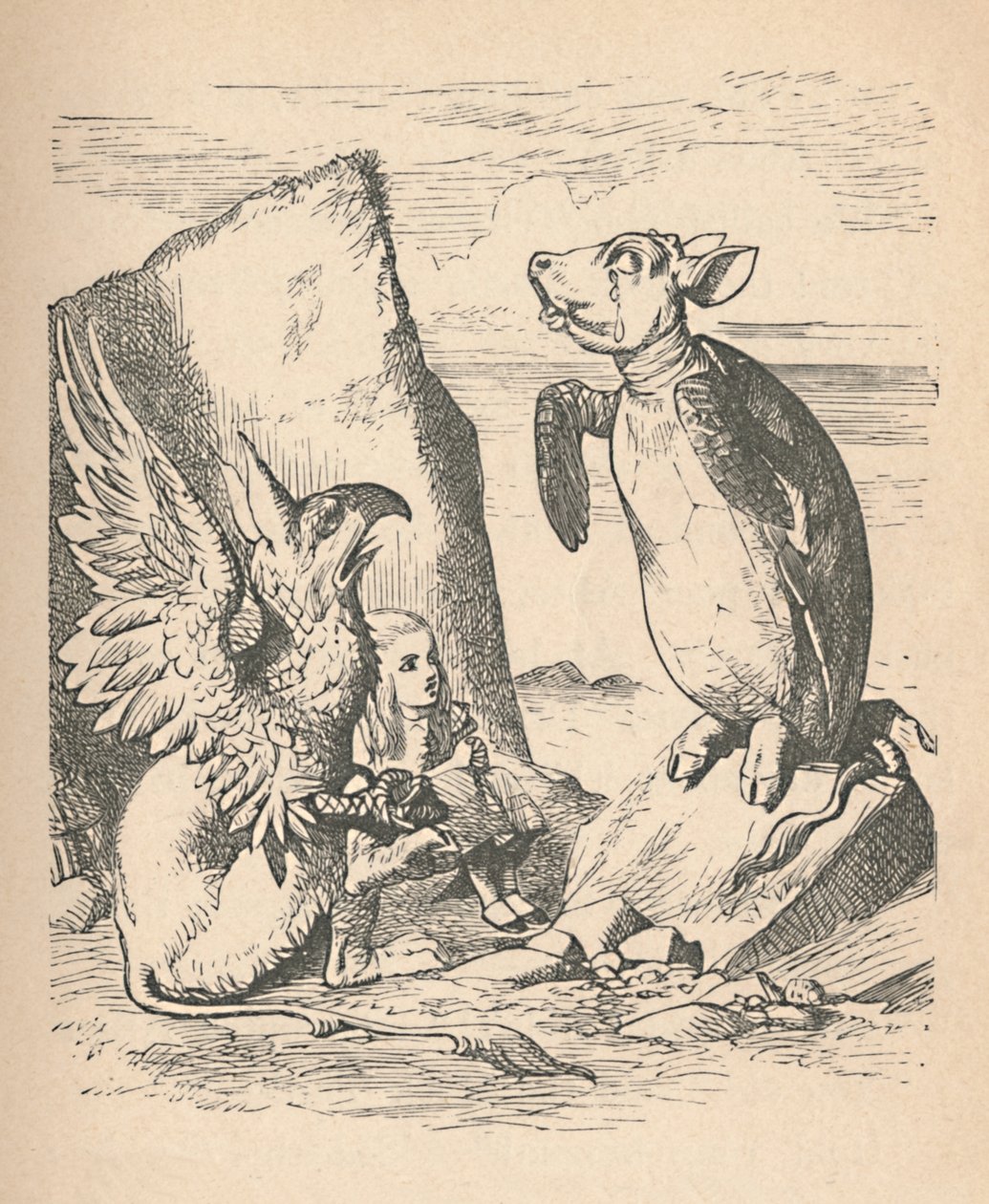 模拟龟，狮ry和爱丽丝，1889年 作者 约翰·坦尼尔
