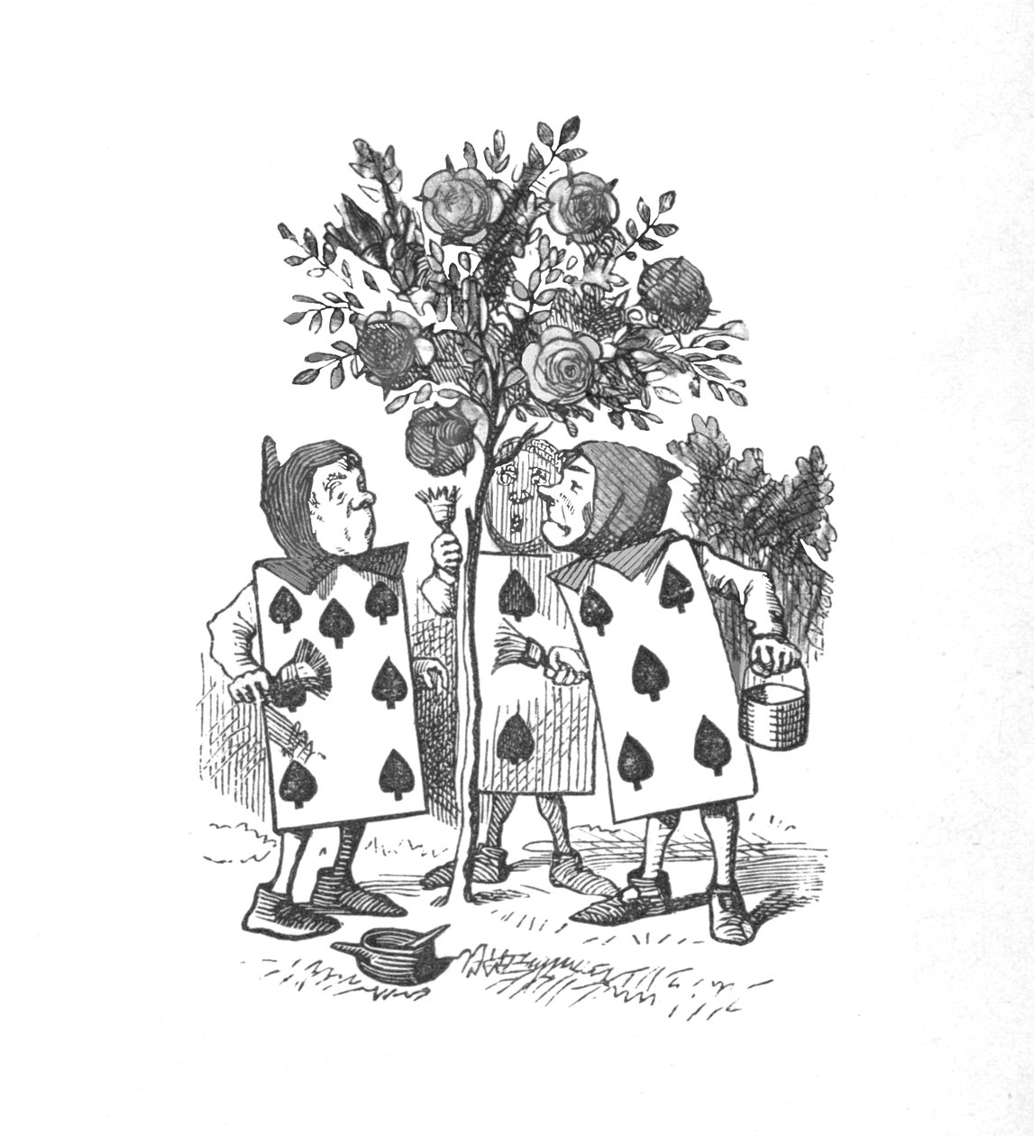 画玫瑰灌木丛的扑克牌，1889年 作者 约翰·坦尼尔