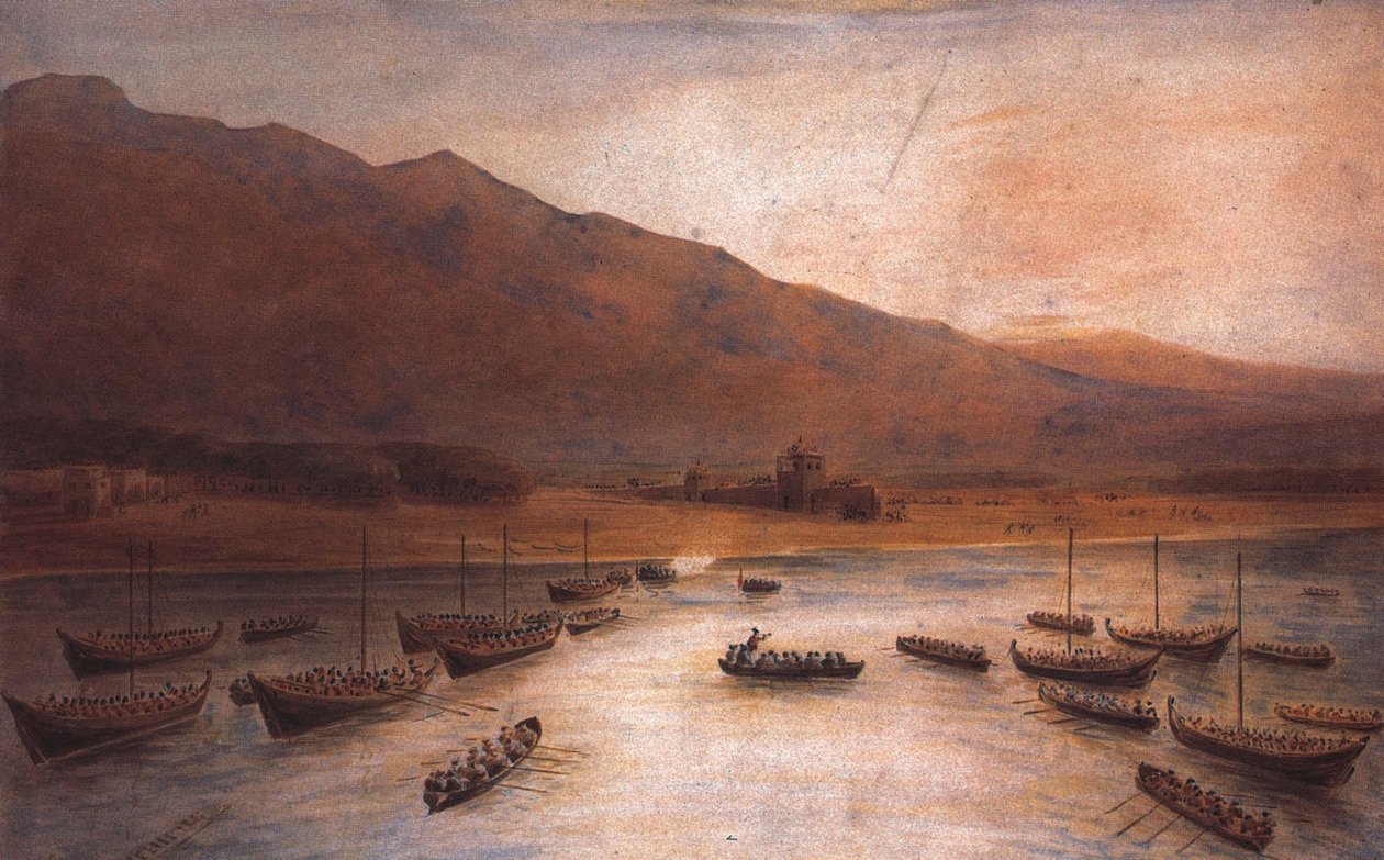 1809 年在哈伊马角登陆的英国军队，J. Thirtle 摄 作者 约翰·瑟特尔